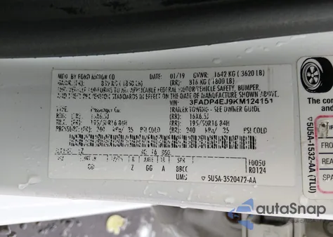 2019 Ford Fiesta Se z USA, uszkodzony, nr VIN 3FADP4EJ9KM124151